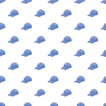 Blue baseball caps seamless pattern on white background Illustrazione stock