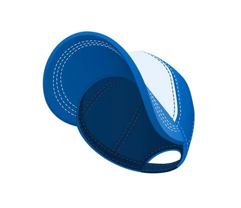 Blue baseball peaked cap. Head wear. Vector illustration. Illustrazione stock
