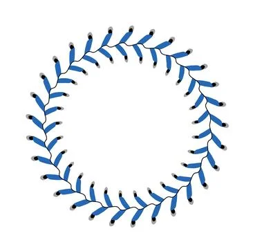 Blue Baseball Stitch Circle Frame. Vector illustration on white Stock Illustration