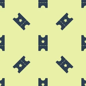 Blue Baseball ticket icon isolated seamless pattern on yellow background. Vector 스톡 일러스트