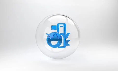 Blue Basic geometric shapes icon isolated on grey background. Glass circle bu Stock Illustration