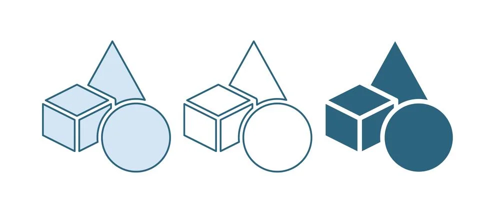 Blue Basic geometric shapes icon isolated on white background.  Vector Illustrazione stock