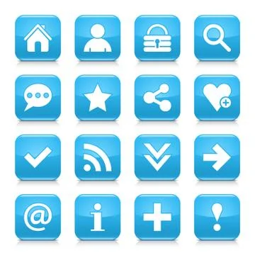 Blue basic sign rounded square icon web button Stock Illustration