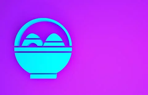 Blue Basket with easter eggs icon isolated on purple background. Happy Easter イラスト素材