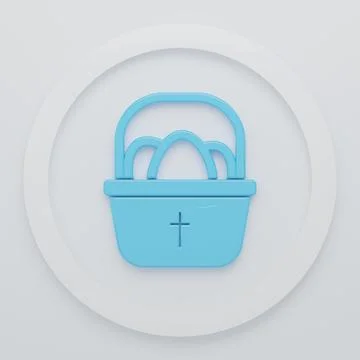 Blue Basket with easter eggs icon isolated on white background. Happy Easte.. Stock Illustration
