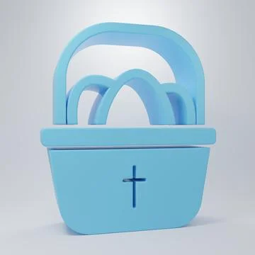 Blue Basket with easter eggs icon isolated on grey background. Happy Easter.. Stockillustratie