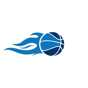 Blue basketball with fire trail vector illustration isolated on white backgro Ilustração Stock