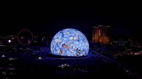 Blue Basketball MSG Sphere 4k 30fps WIDE Stock Footage 246149208