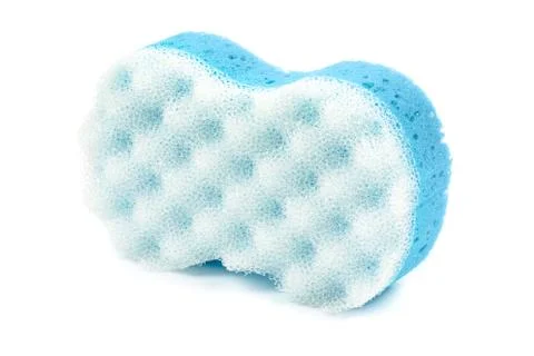 Blue bath sponge on white background Stock Photos