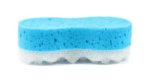 Blue bath sponge on white background Stock Photos