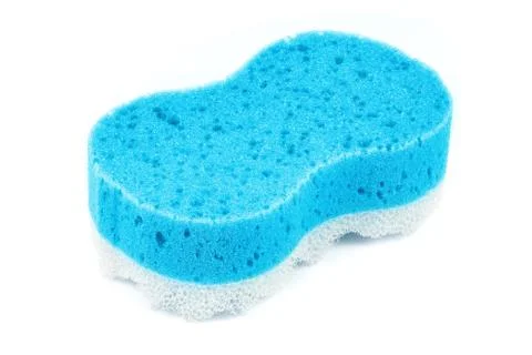 Blue bath sponge on white background Stock Photos