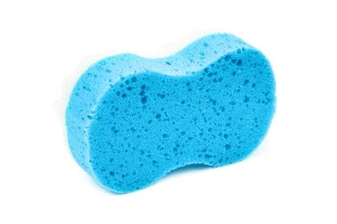 Blue bath sponge on white background Stock Photos