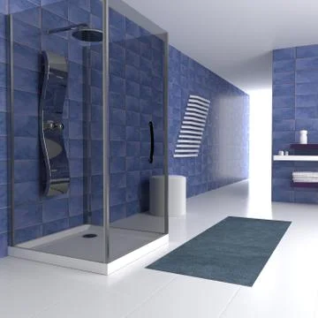 Blue bathroom Stock Illustration