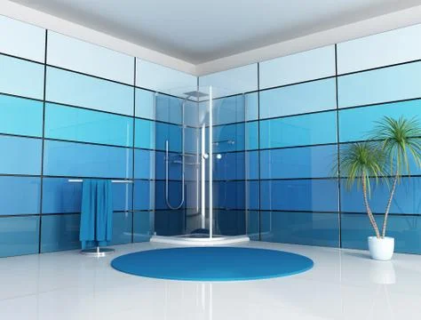 Blue bathroom Stock Illustration