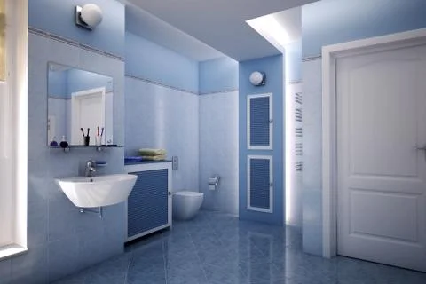 Blue bathroom Stock Illustration