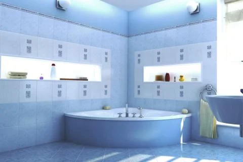 Blue bathroom Stock Illustration