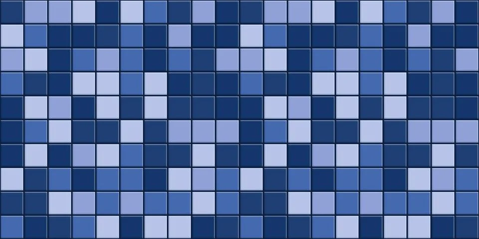 Blue bathroom tile grid pattern. Seamless square mosaic background. Clean c.. Stock Illustration