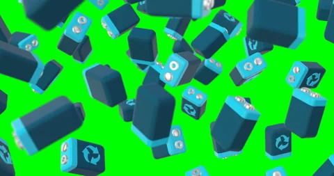 Blue batteries falling slow motion Stock Footage 161521514
