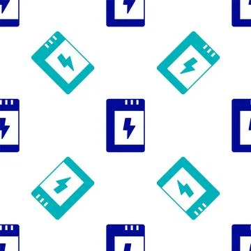Blue Battery for camera icon isolated seamless pattern on white background Stockillustratie