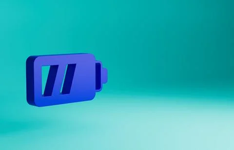 Blue Battery for camera icon isolated on blue background. Lightning bolt symbol Illustrazione stock