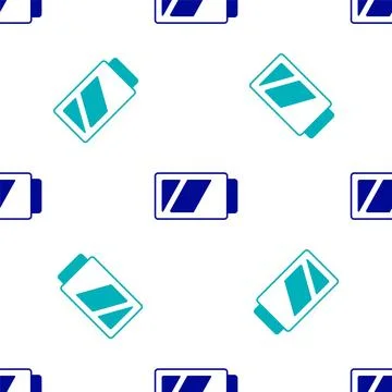 Blue Battery for camera icon isolated seamless pattern on white background. L Illustrazione stock