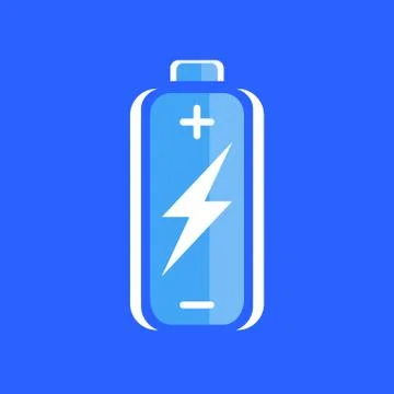 Blue battery charge icon Stock Illustration