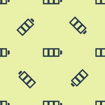 Blue Battery charge level indicator icon isolated seamless pattern on yellow Stock Illustration