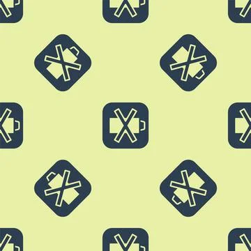 Blue Battery charge level indicator icon isolated seamless pattern on yellow Stock Illustration