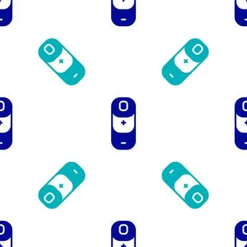 Blue Battery charge level indicator icon isolated seamless pattern on white.. 스톡 일러스트