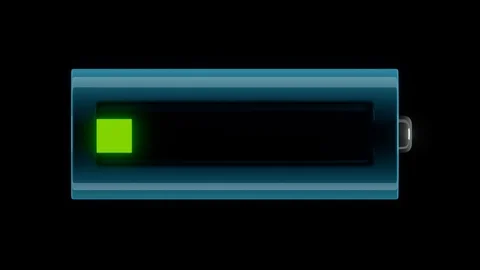 Blue battery charging. 3d animation Stock Footage 120379677