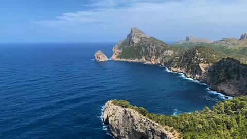 Blue bay in the mountains of Mallorca Stock Footage 114386941