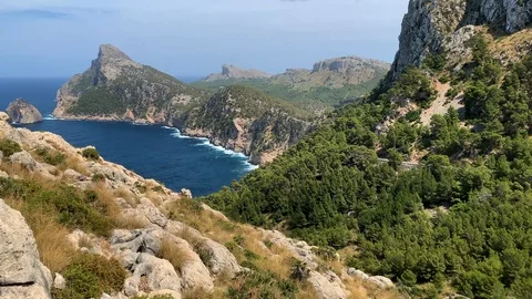 Blue bay in the mountains of Mallorca Stock Footage 114706661