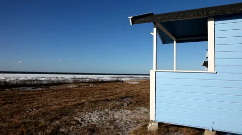 A blue beach cabin Video stock 1180602