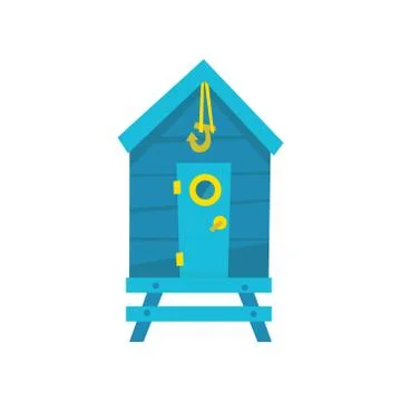 Blue Beach Cabin With Hook Ilustración de archivo
