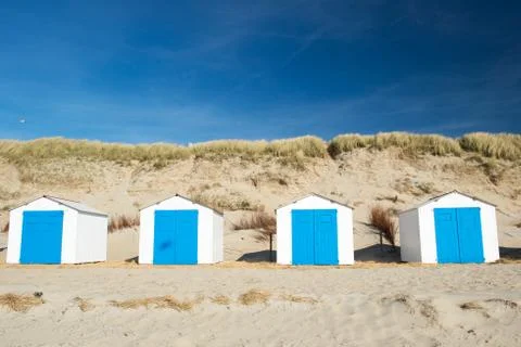 Blue beach huts Foto stock