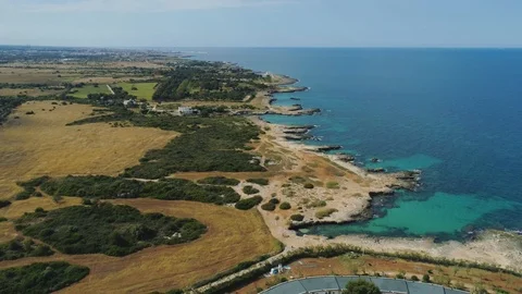 Blue beach line Drone 4k flight in Italy Stock-Footage 90749392