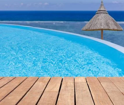 Blue beach pool Stock Photos