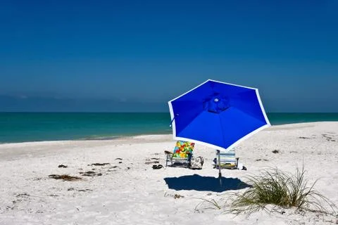 Blue Beach Umbrella Stock Photos