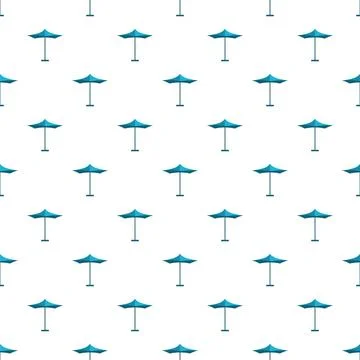 Blue beach umbrella seamless pattern repeating background 库存插图