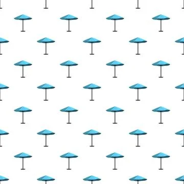 Blue beach umbrellas creating repeating summer pattern Stock Illustration
