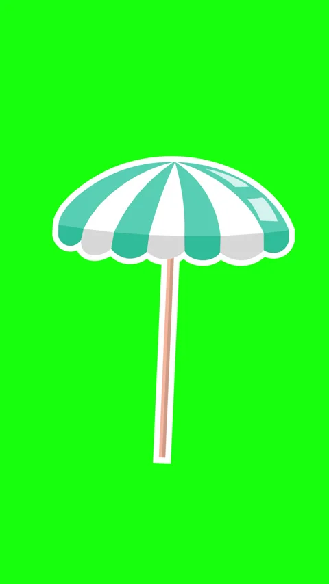 Blue beach umbrellas sticker Stock Footage 268974738