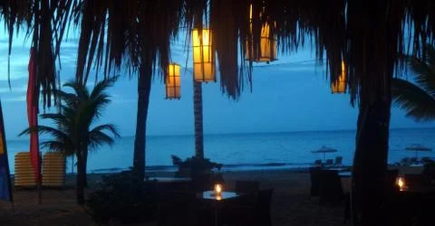 Blue beach view Stockfoto's