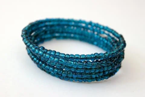 Blue beaded bracelet Stock Photos