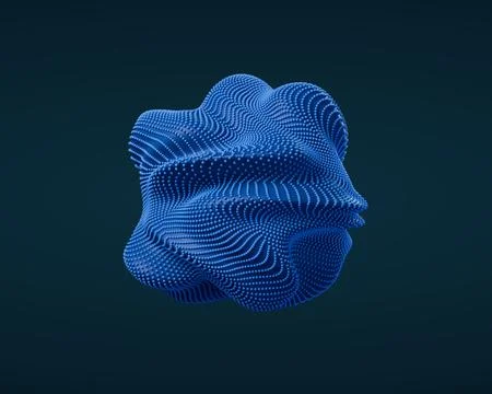 Blue beaded sphere abstract 3D render Stock Illustration