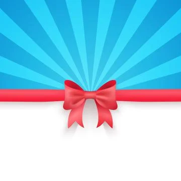 Blue beam background with cute red gift bow and ribbon Stock Illustration