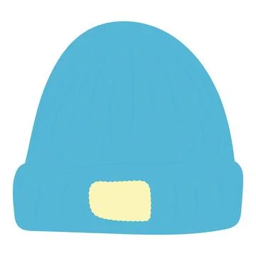 Blue Beanie with Yellow Patch Ilustración de archivo