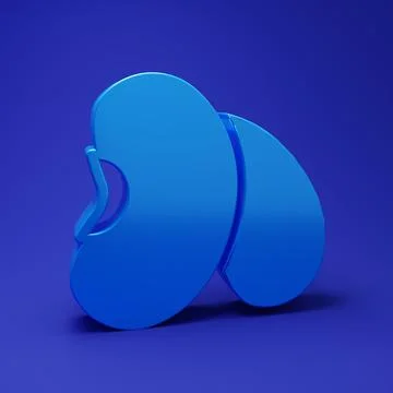 Blue Beans icon isolated on blue background. Minimalism concept. 3D render .. Stock Illustration