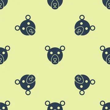 Blue Bear head icon isolated seamless pattern on yellow background. Vector Illustrazione stock
