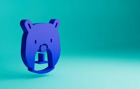 Blue Bear head icon isolated on blue background. Minimalism concept. 3D render Stock Illustration
