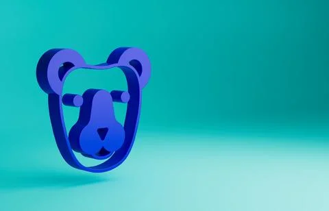 Blue Bear head icon isolated on blue background. Minimalism concept. 3D render Stock Illustration